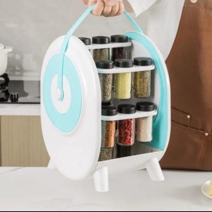 360° Rotating 18 Spice Bottle Set with Organizer Holder | Kitchen Spice Rack Carousel