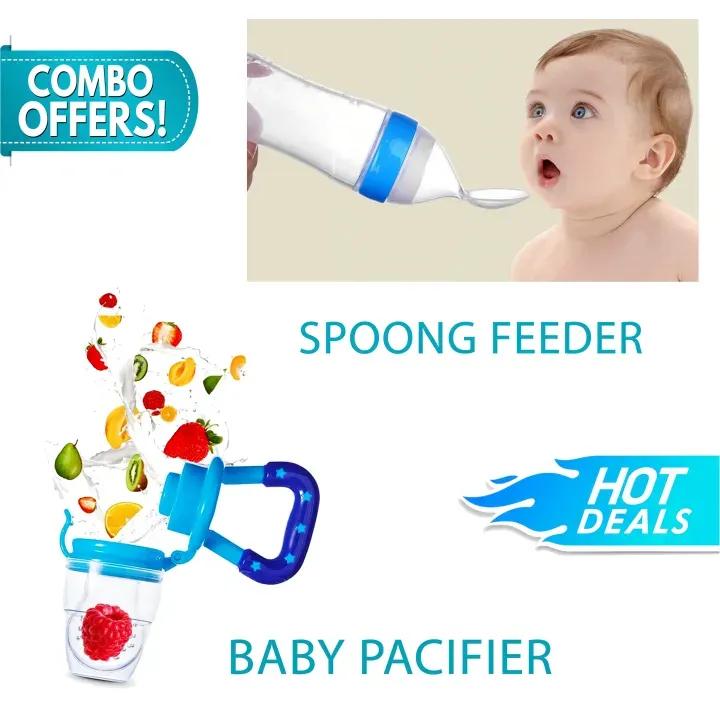 Multicolor Silicone Baby Feeding Set – Pacifier with Gum-Friendly Spoon - Image 3
