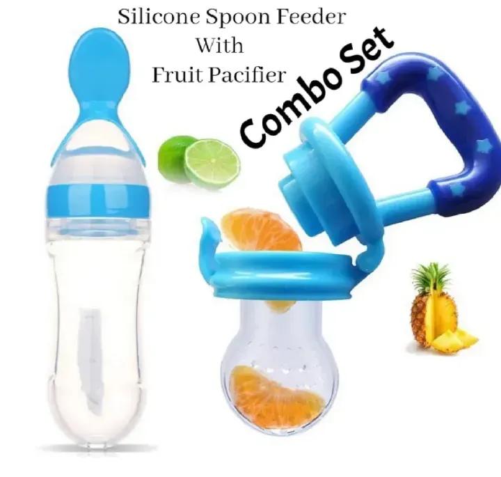 Multicolor Silicone Baby Feeding Set – Pacifier with Gum-Friendly Spoon - Image 2