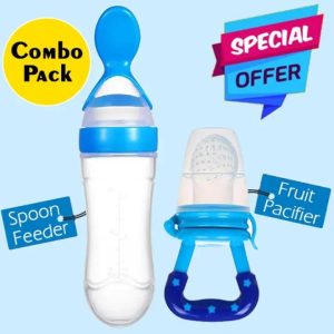Multicolor Silicone Baby Feeding Set – Pacifier with Gum-Friendly Spoon
